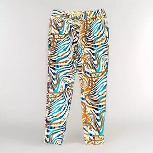 Nicki Minaj Womens 5/6 Zebra Gold Chain Pants Multicolor Stretch Wearable Art